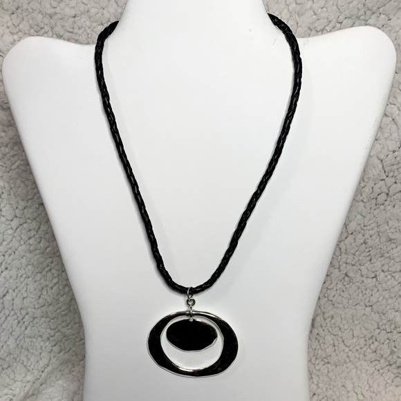 Tanya Creations TC Signed Matte silver-tone Etruscan Disc Dangle pendant - Picture 1 of 5